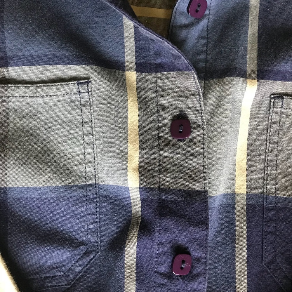 Christopher & Banks Navy/Cream Plaid Button Down - Picture 6 of 8